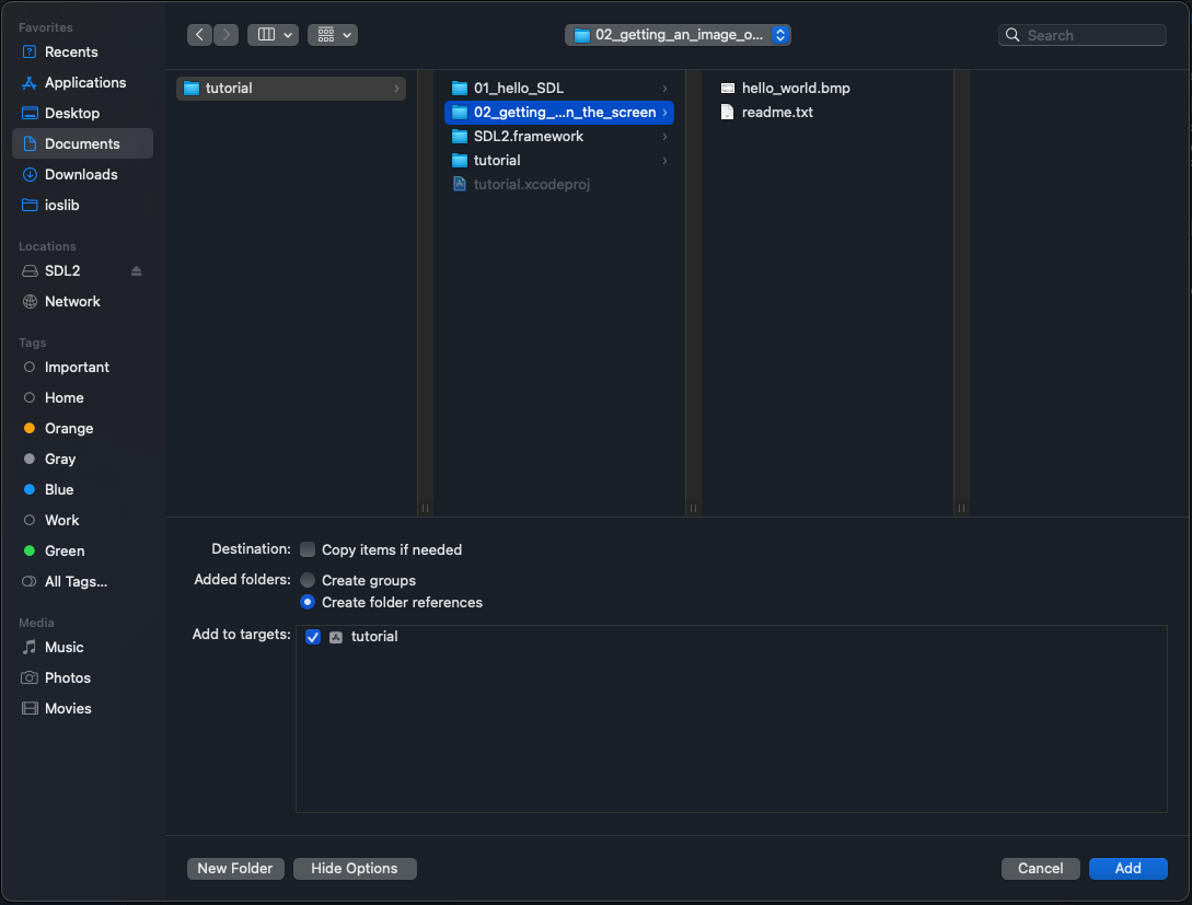 open SDL2 framework