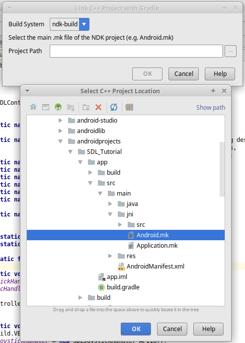 set up android studio linux path