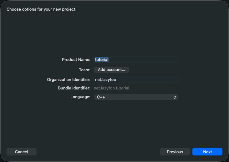 project options